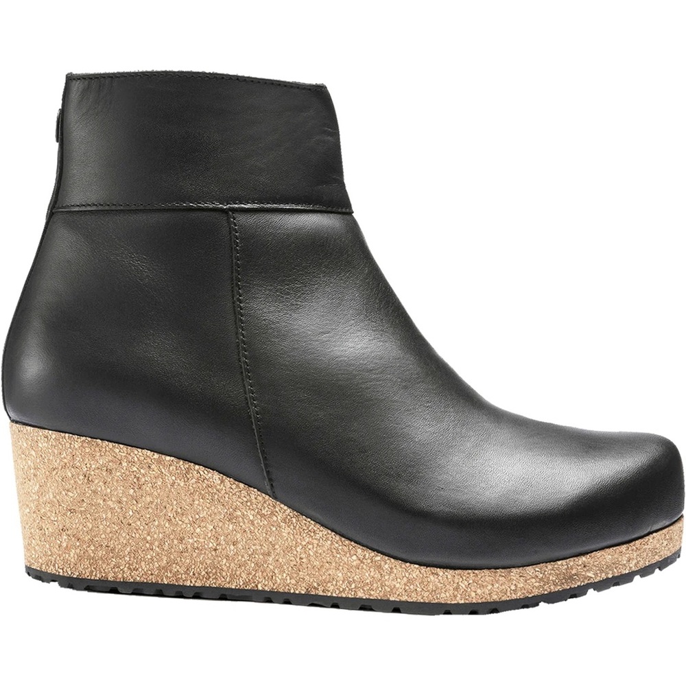 Birkenstock Papillo Ebba Black Leather Wedge Ankle Clog Boots